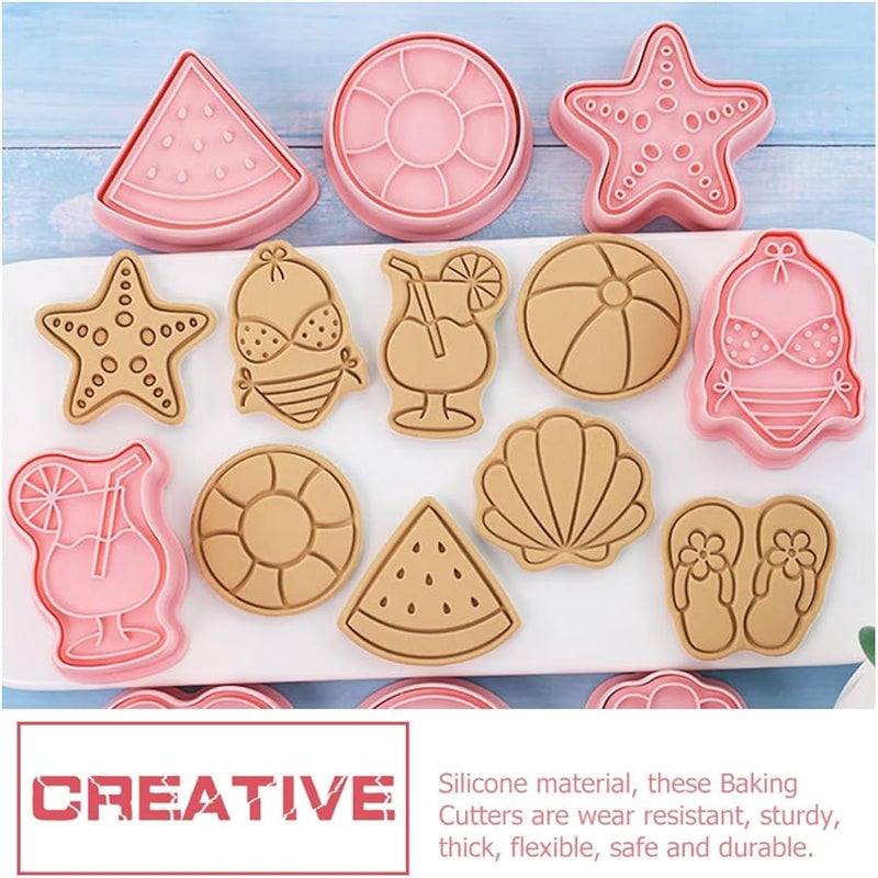 Hawaiian Beach Cookie Cutter Set 8pcs Silicone Baking Molds Sea Star Shell - Image 5